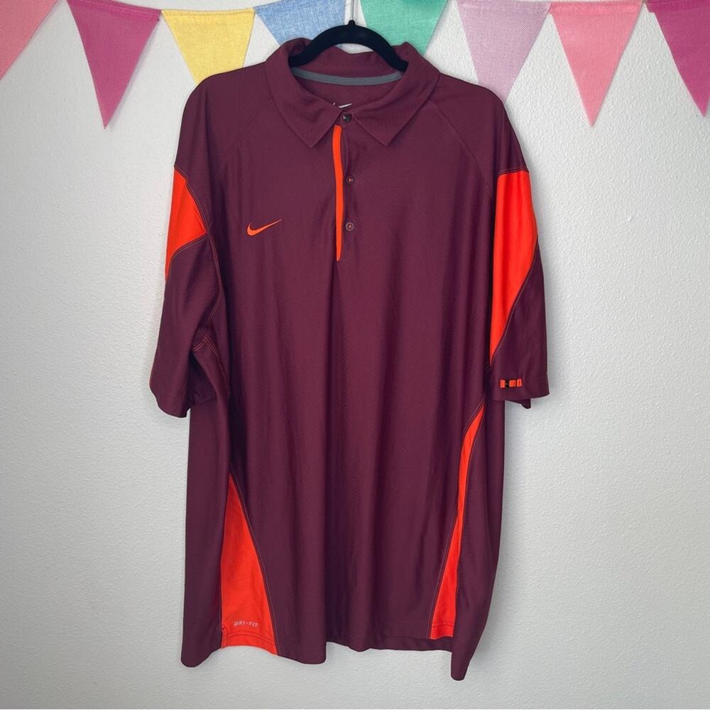 NIKE Checkdown Sideline Polo Maroon/Orange | XXL